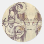 BE character reflected Round Stickers