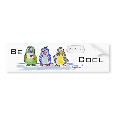 Be Cool Cartoon Penguins Bumper Sticker by zooogle