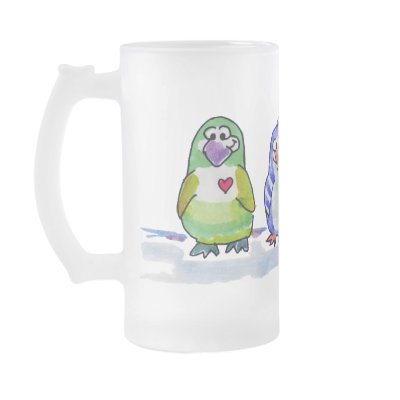Be Cool Cartoon Penguins Frosted Glass Mug by zooogle