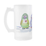 Be Cool Cartoon Penguins Frosted Glass Mug