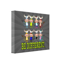 BE DIFFERENT funny funky cows Stretched Canvas Print