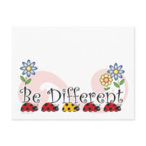 Be Different Ladybugs with Flowers Postcard