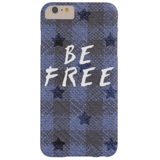 Be Free Blue Plaid and Stars iPhone 6+ Case Barely There iPhone 6 Plus Case