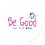 be good logo pink round stickers