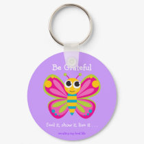 "Be Grateful" Cute Butterfly Keychain