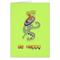Be Happy Alien, Abstract Greeting Cards