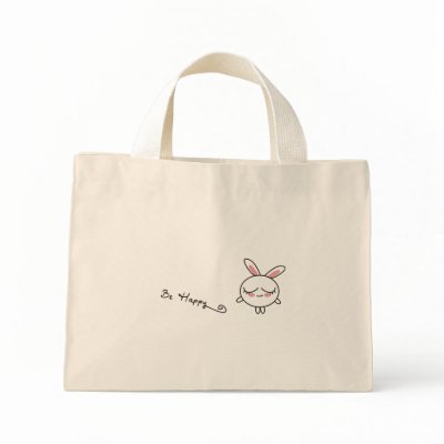Be Happy Bunny Canvas Bag by QueenHare