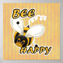 Be Happy Smiling Bee Print