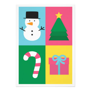 Be Jolly and Bright with Colourful Christmas Set Personalized Announcements