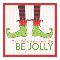 Be Jolly Fun Elf Feet Holiday Christmas Party Invite