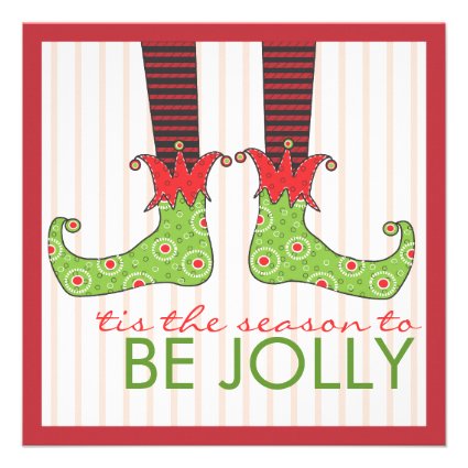 Be Jolly Fun Elf Feet Holiday Christmas Party Invite