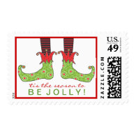 Be Jolly Fun Elf Feet Holiday Christmas Postage