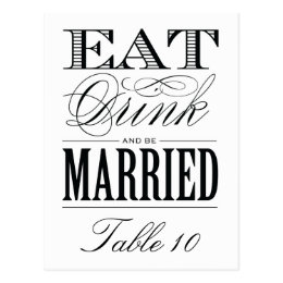 & BE MARRIED | TABLE NUMBER POST CARD