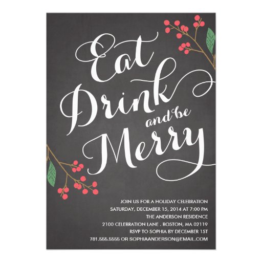 BE MERRY BERRIES | HOLIDAY PARTY INVITATION (front side)