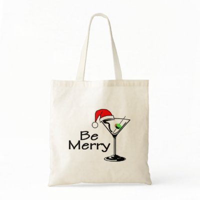 Be Merry Christmas Martini Canvas Bag by CelebrationZazzle