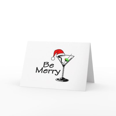 Be Merry Christmas Martini Greeting Cards by CelebrationZazzle