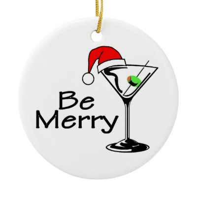 Be Merry Christmas Martini Ornaments