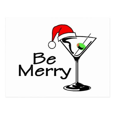 Be Merry Christmas Martini Postcards