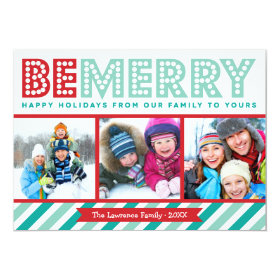 Be Merry Family Photo Collage Holiday Card 5
