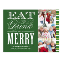 BE MERRY WITH STRIPES | HOLIDAY PHOTO POST CARD