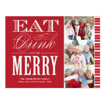 BE MERRY WITH STRIPES | HOLIDAY PHOTO POST CARD