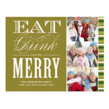 BE MERRY WITH STRIPES | HOLIDAY PHOTO POST CARD