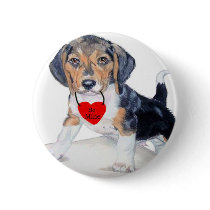 Be Mine Bagel the Beagle Button by mozache Be Mine Bagel the Beagle Button