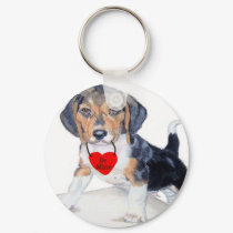 Be Mine Bagel the Beagle Keychain by mozache Be Mine Bagel the Beagle Keychain