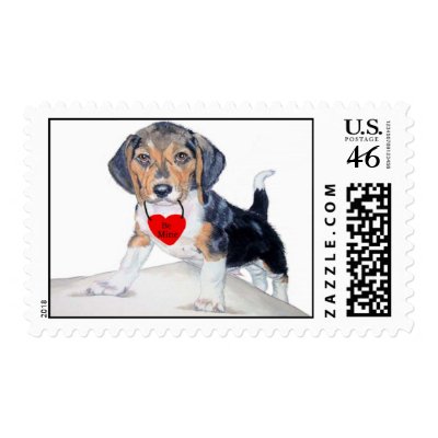 Be Mine Bagel the Beagle Postage Stamp by mozache