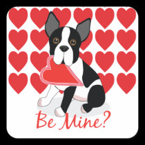 Be Mine? Boston Terrier Valentine's Day Stickers stickers