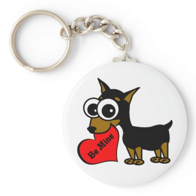 Be Mine Cute Miniature Pinscher Keychain by JKLDesigns