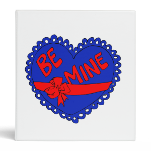 Be mine heart blue red love vinyl binders