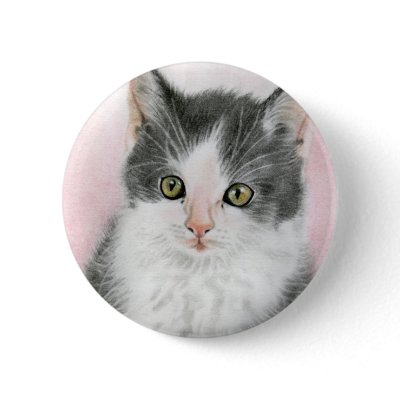 Be mine kitty cat Button by katerinaart