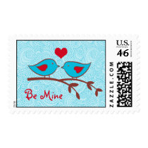 Be Mine Love Birds Postage Stamp