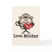 Be Mine Love Monkey Valentine Blank Greeting Card