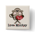 Be Mine Love Monkey Valentines Day Button by HolidayTeesGifts Be Mine Love Monkey Valentines Day Button