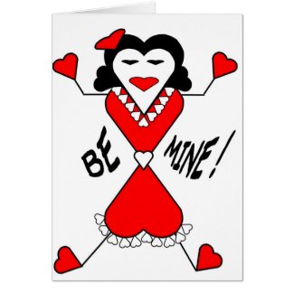 Be Mine Valentine Card with Heart Girl card