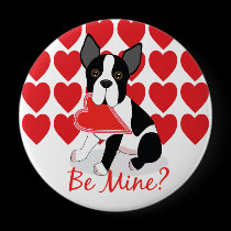 Be Mine? Valentine's Day Boston Terrier Button