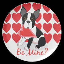 Be Mine? Valentine's Day Boston Terrier Plate