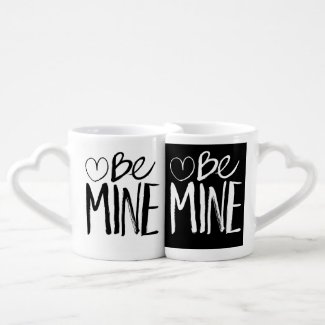 Be Mine Valentine's | White Brush Script Lovers Mug Set