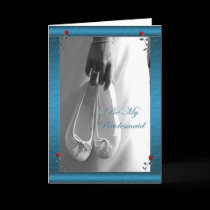 Be My Bridesmaid Blue Satin Card