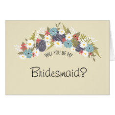 Be My Bridesmaid Floral Wreath Cards
