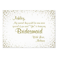Be My Bridesmaid | Gold Confetti 5x7 Paper Invitation Card