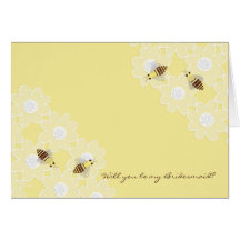 Be My Bridesmaid Honey Bees on Yellow Card