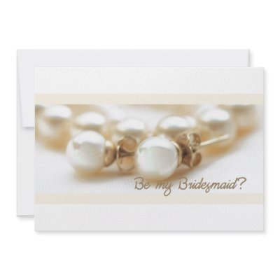 Be my bridesmaid - pearl earrings in beige custom invitation by studioportosabbia