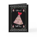 Be My Bridesmaid - Red and Mauve Flowered Dress cards by JaclinArt Be My Bridesmaid - Red and Mauve Flowered Dress cards
