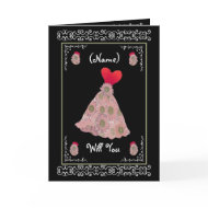 Be My Bridesmaid - Red and Mauve Flowered Dress card