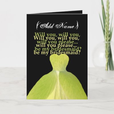 Be My Bridesmaid with LIME GREEN Gown Card by JaclinArt