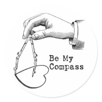 Be My Compass Round Stickers