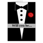 Be My Groomsman Card with Tux and Rose